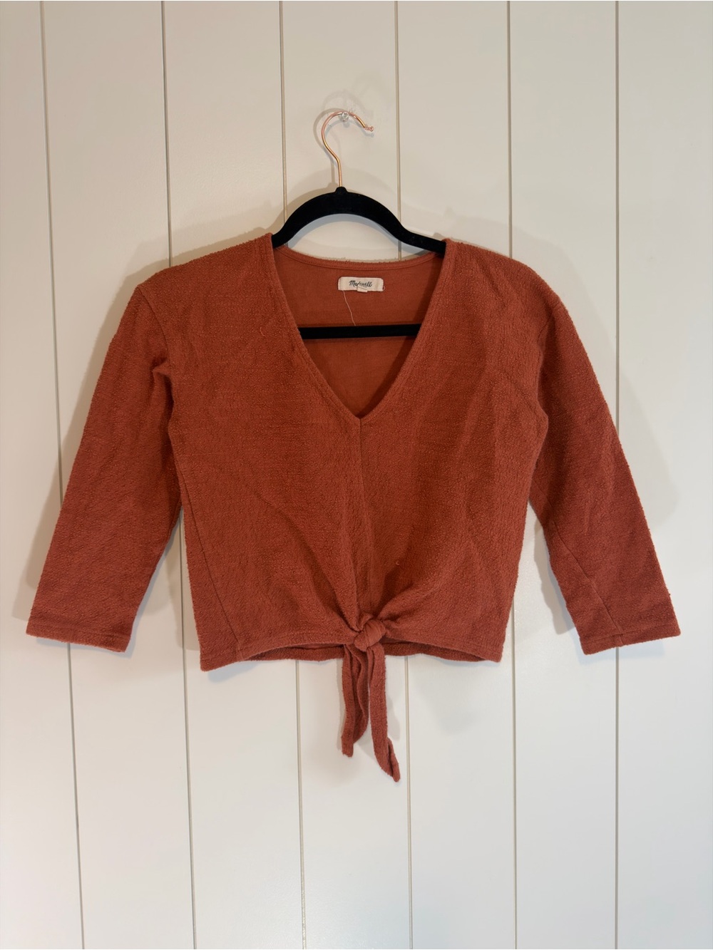 Madewell Rust Tie-Front V-Neck Crop Top